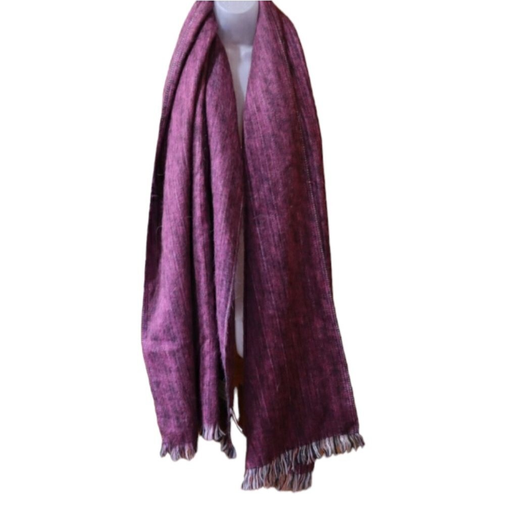 Highlander Alpaca Purple Oversized Blanket Scarf Wrap Throw Huge 27x78